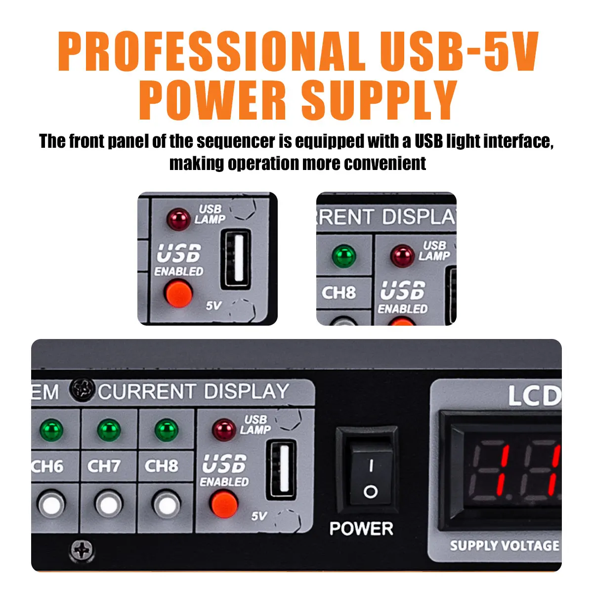 Professional Power Sequencer 8-way Sequence Controller High Power Manager Socket Stage Computer Central,Stage PC Controller