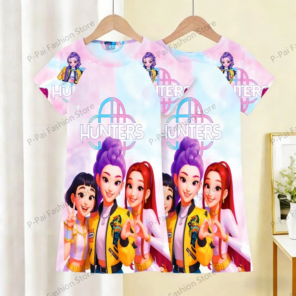 

Летняя модная ночная рубашка для девочек с принтом Kpop Demon Hunter, мягкая, дышащая, повседневная, удобная, прохладная домашняя одежда