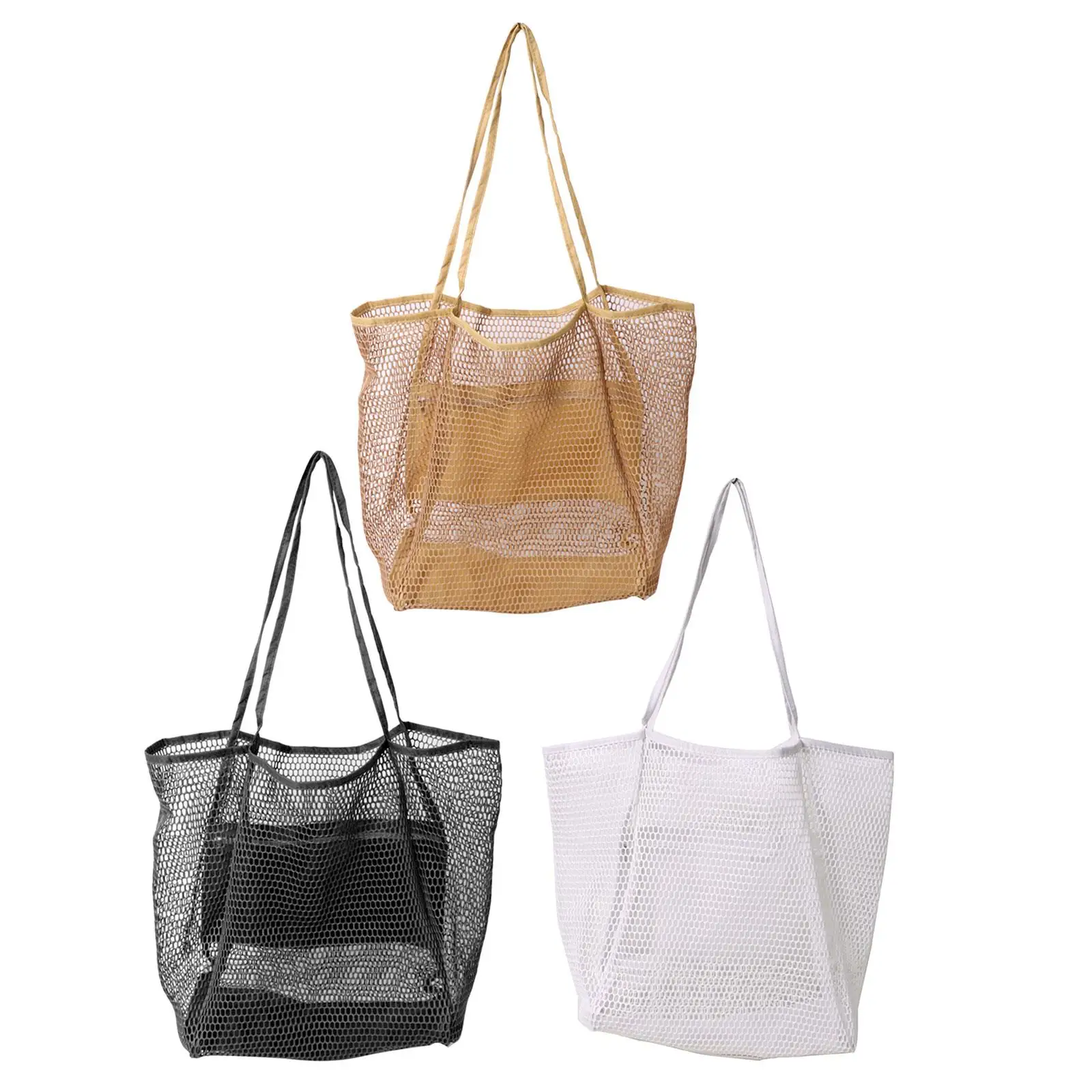 

Beach Bag Women with Zipper Pocket Mesh Beach Tote for Hiking Street Grocery