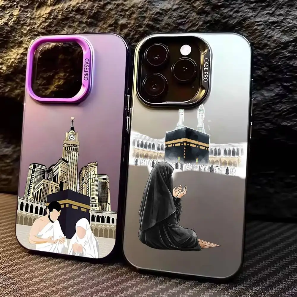 

I-IN Mecca Pilgrims Art Phone Case For iPhone17,16,15,14,13,12,11 Plus,Pro Max Colored Silver Plated Inside Cover