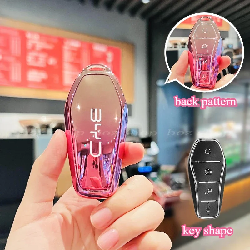 For BYD Han Key Set Seagull Dolphin Qin  Song Pro Tang Yuan Destroyer 05 Car 2023 Buckle Case Car Key Cover with Gradient Color