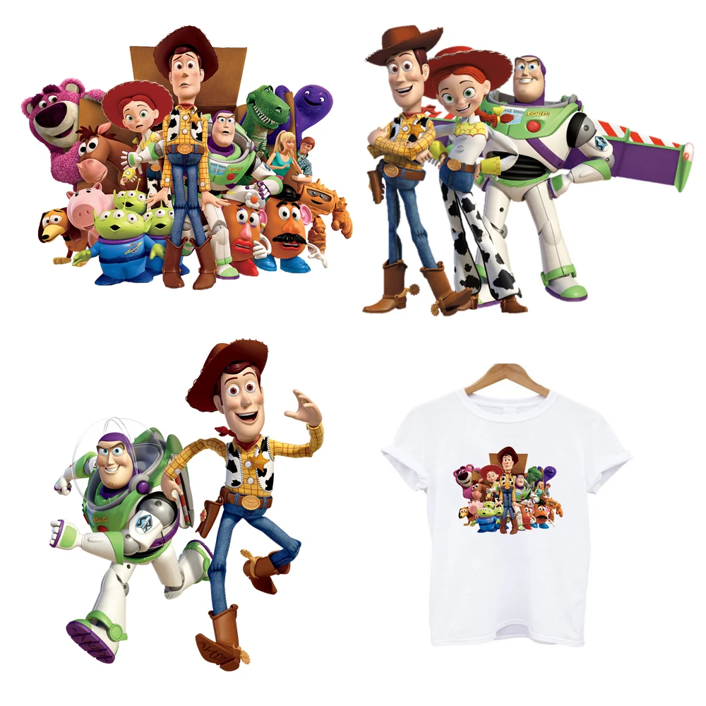 2Pcs/Lot Toy Story Disney Iron On Thermoadhesive Patches Heat Thermal Transfer Fusible Stickers For Clothing Ironing Application