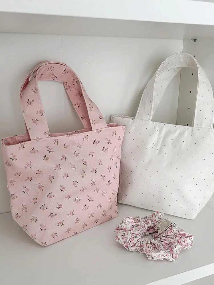 

2024 Sweet Dots Flower Brief Fashion Floral Handbag Tote Bags Women Commute Bag