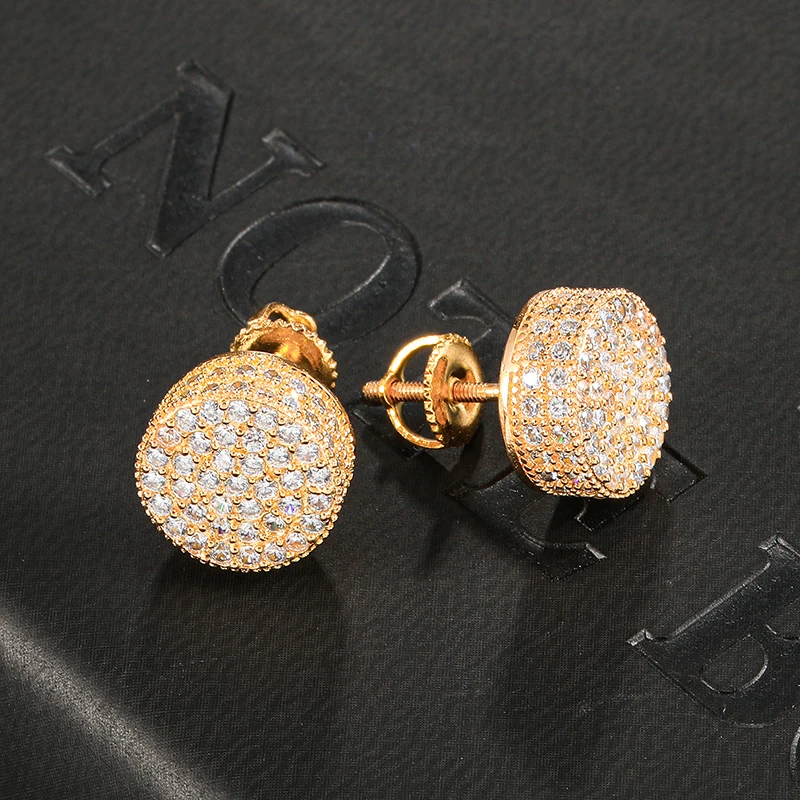 

HipHop New Fashion Iced Out Bling Stud Earrings Gold Color Micro Pave Cubic Zircon Square Stud Earring For Unisex