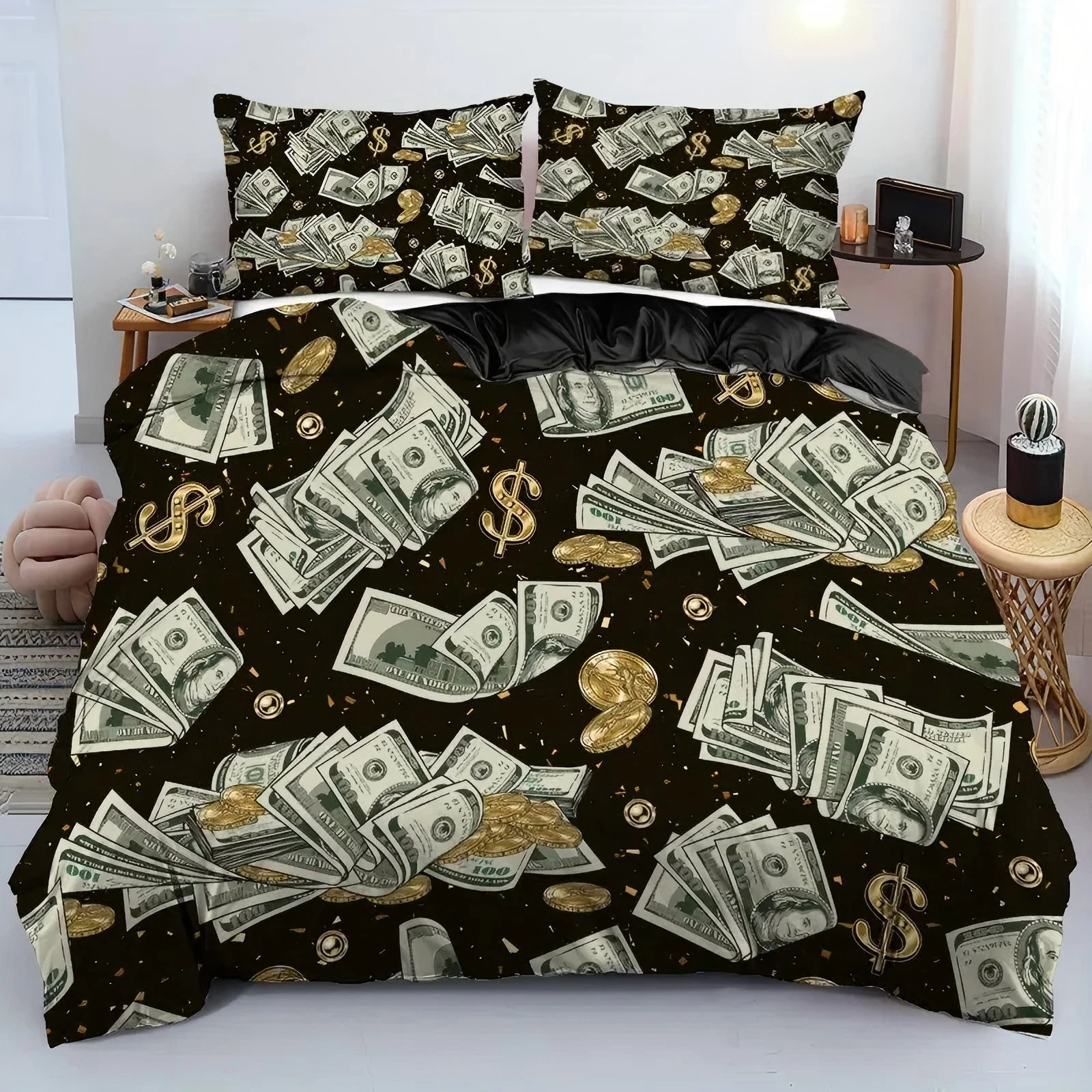 

Luxury US dollar banknotes 3d Print Bedding Cover Pillowcase Franklin Portrait Style Quilt Cover Home Textiles Duvet Cover sets