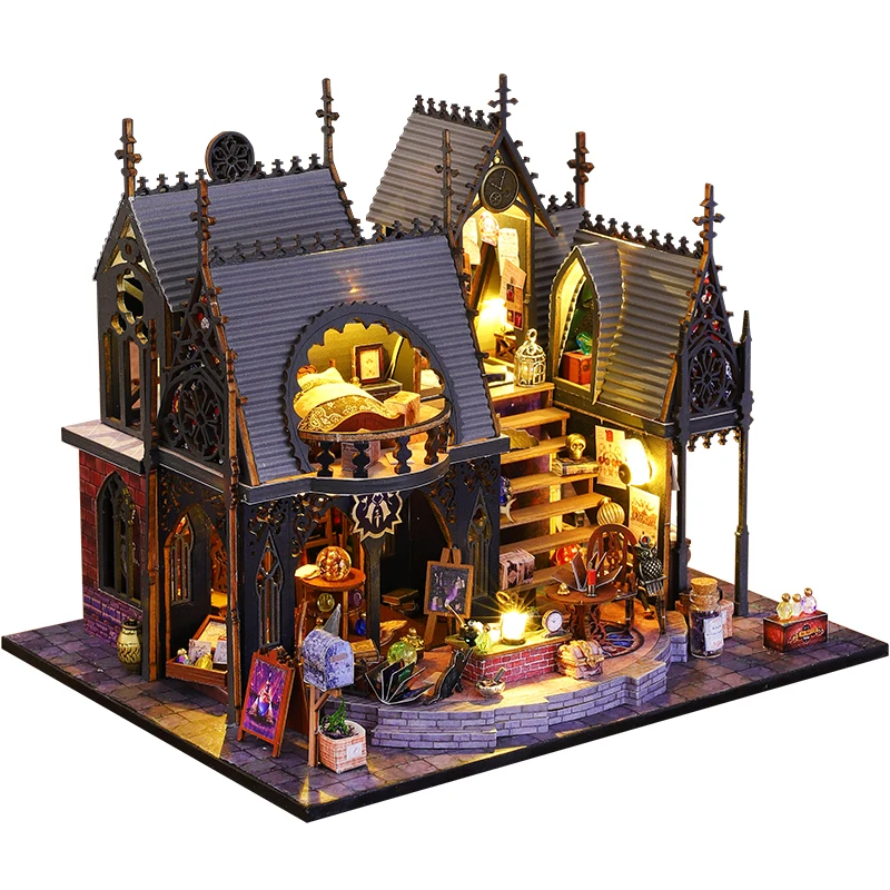 Kits de construction miniatures en bois, bricolage, maison magique Luna, maisons de poupée avec meub