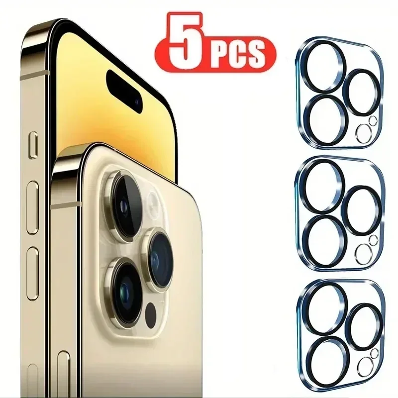 5Pcs Camera Protection For iPhone 15 14 13 11 Pro Max Screen Protector For iPhone 12 Mini Camera Lens Glass Film Night Circle