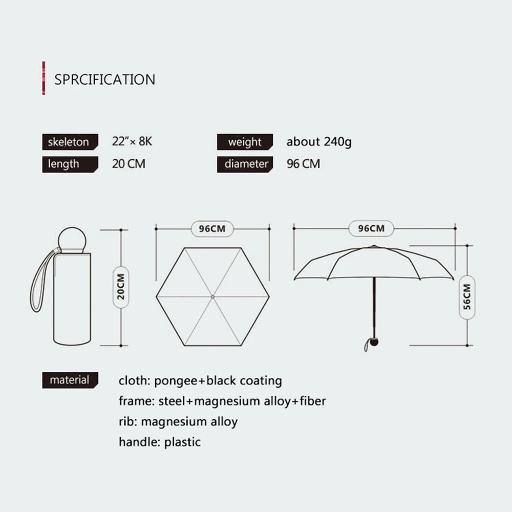 OLYCAT Pocket Umbrella Sun Protection Mini Five Folding Umbrella Rain Women Coating Anti UV Girls Daisy Parasol Small Umbrella