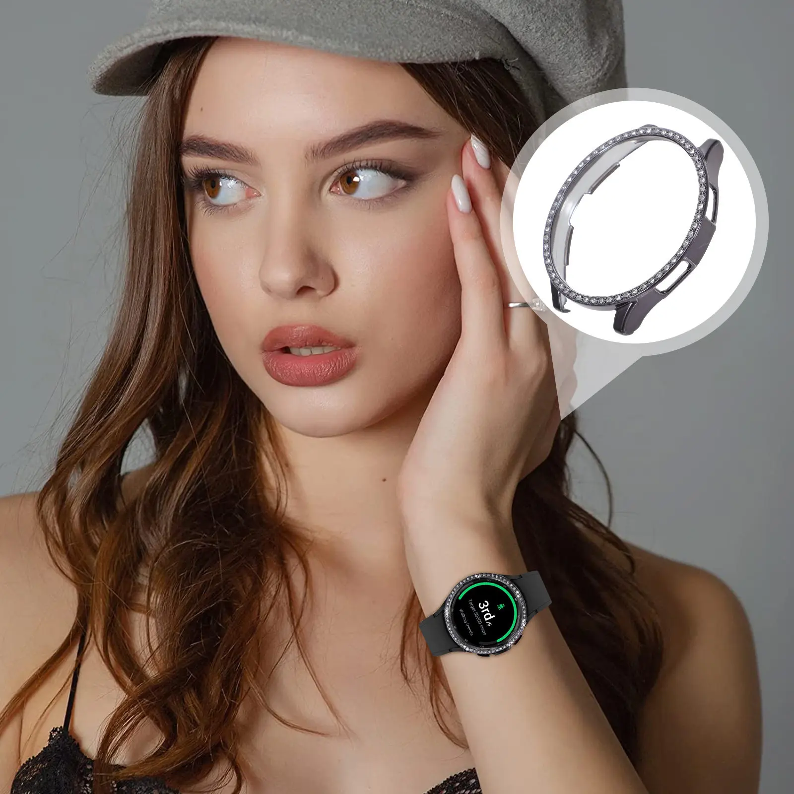 

2Pcs Glitter Watch Case Bling Bling Pc Resin Shell Shiny Watch Protector Full Edge Cover Shockproof Guard Smartwatch Pc Case