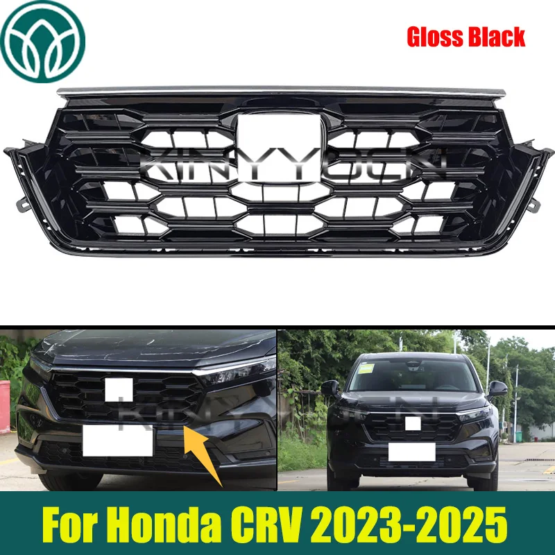 

Gloss Black Front Bumper Grille Mesh For Honda CRV 2023 2024 2025 Front Bumper Hood Grille