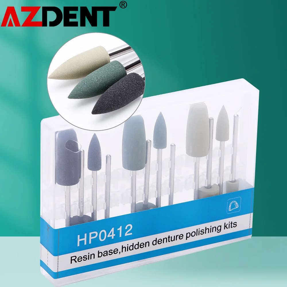 Dia.2.35mm Azdent Dental Polishing Burs Resin Base Acrylic Invisible Denture Silicone Grinding Heads