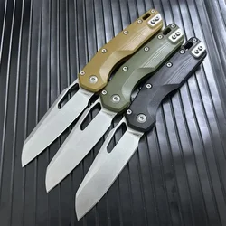 NEW 210T-10P Manual Folding Knife Stonewashed M390MK Sheepsfoot Plain Blade Polymer Handles Outdoor Survival Pocket Utility Tool