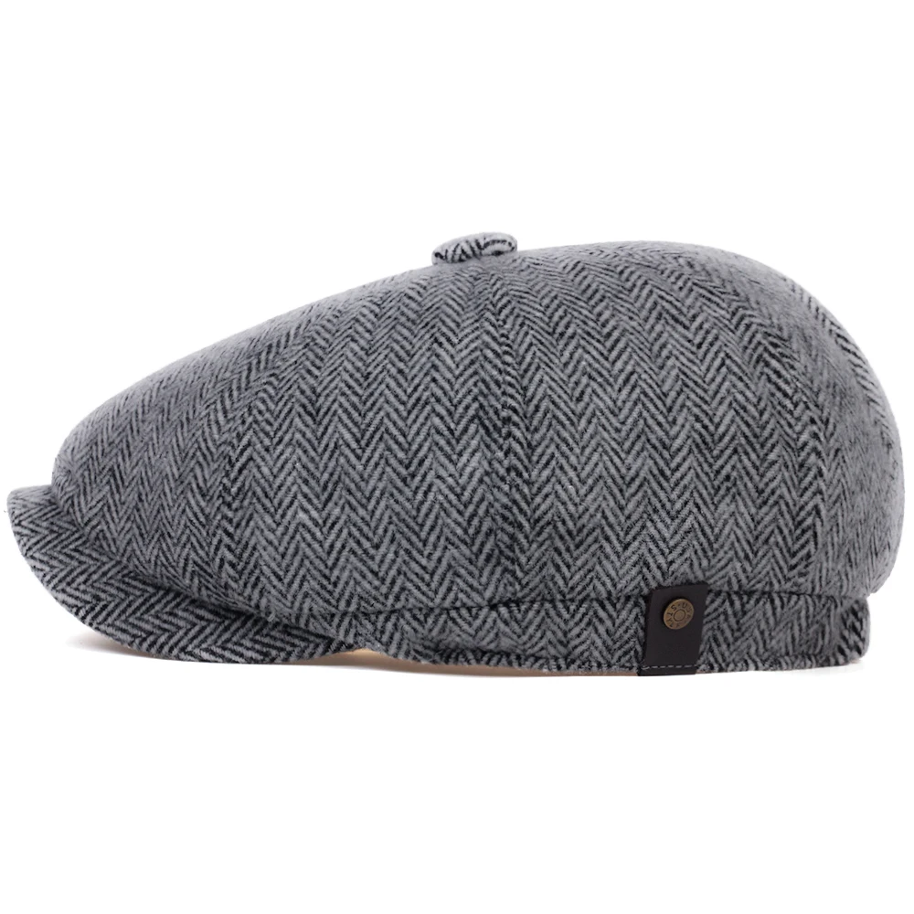 Winter-Flatcap aus Wolle, Vintage Achteckmütze, Herren Cabbie-Mütze, Ivy-Ohrenmütze, Irische Jagdmütze mit Ohrenklappen, Herren Newsboy-Mütze – Detail 5