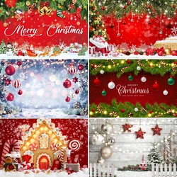 Merry Christmas Bokeh Party Backdrop Winter Snow Xmas Glitters Blue Ball Star Cake Smash Photography Background Table Decoration