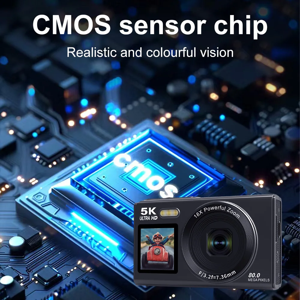 Ourlife كاميرا رقمية شاشة مزدوجة 18X تكبير رقمي 5K WIFI Vintage Vlog مسجل فيديو يوتيوب مع كاميرات تصوير فلاش