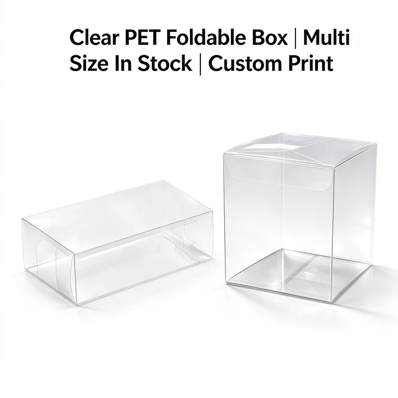 Clear PET Toy Packaging Box, Custom Sizes Foldable Transparent Plastic Display Case for Girls' Collectibles, Plush Dolls & Gifts