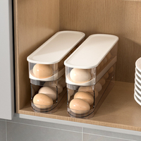 Kitchen Dedicated Roll Off Egg Storage Rack with Lid Automatic Scrolling Egg Holder Space-Saving Refrigerator Rolling Egg Holder