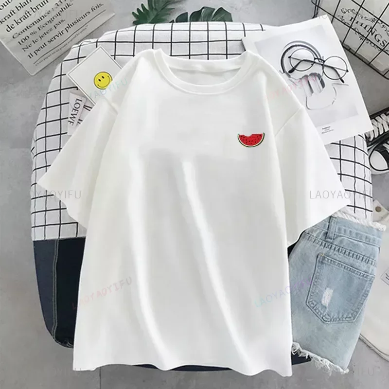 Cute Watermelon Printed T-shirt Casual Harajuku Short Sleeve Loose Tee Female Punk Gothic Tops Summer Women T-shirt Top