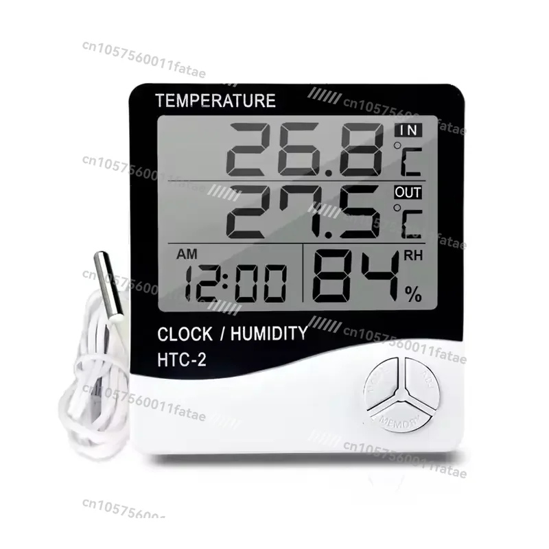 

HTC2 Digital Indoor & Outdoor Thermometer Large Screen Indoor Hygrometer Alarm Clock Charging with External Probe