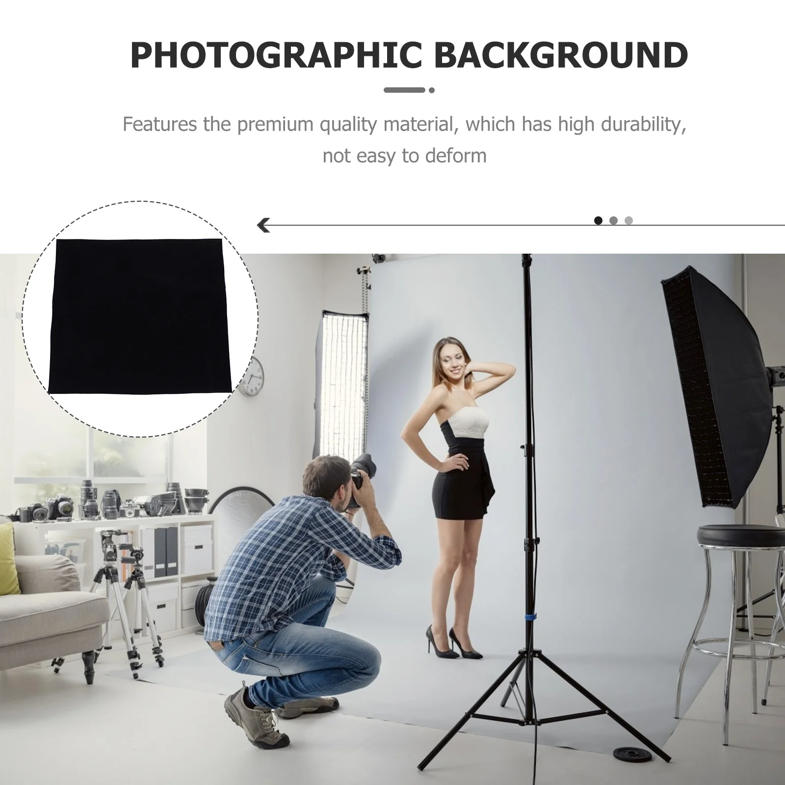 

1Pcs Black Backdrop Cloth Photography Background Smooth Surface Durable Washable Photo Prop for Studio Filming