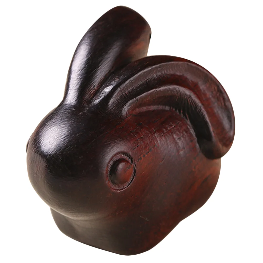 Sandalwood Carved Rabbit Bunny Ornaments Small Figurines Wooden Hanging Decor Vintage