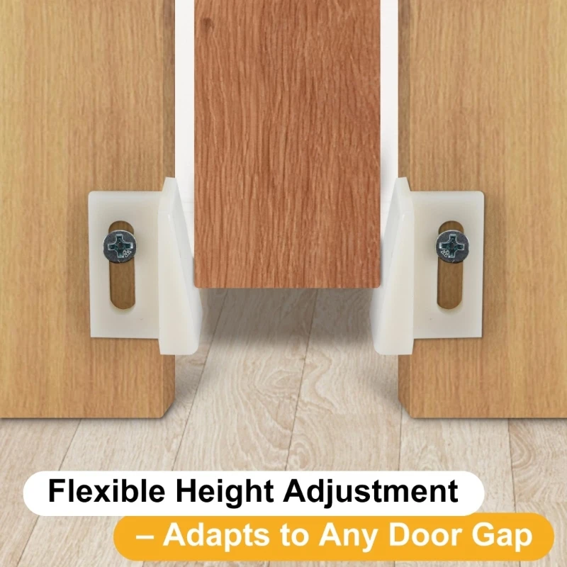 Pocket Door Floor Guide Set with Side Jamb Mount, Adjustable Slot Bottom Guide Design, 10 Plastic Replacement Guides and 20
