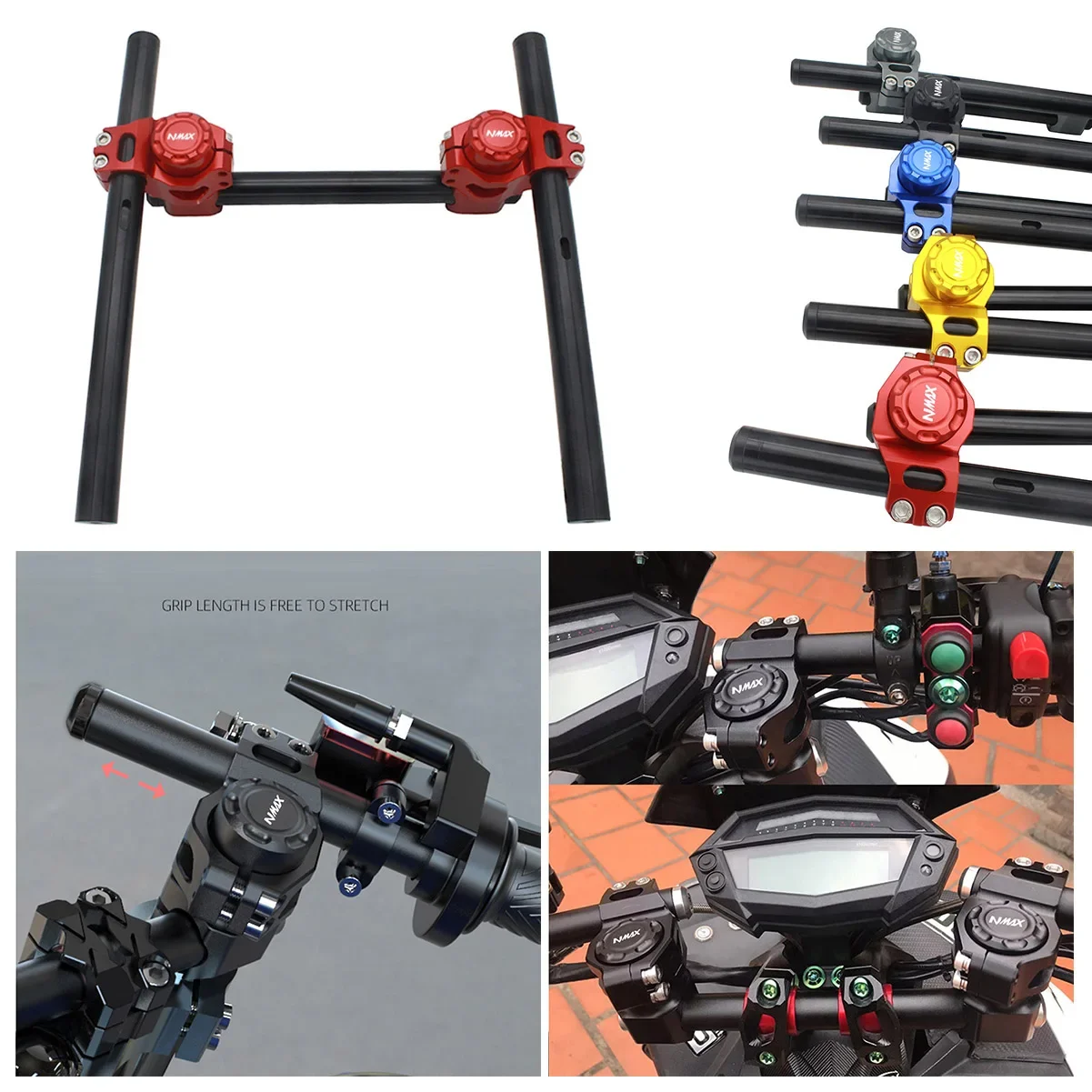 Semspeed For Yamaha 2023 NMAX 155 150 125 Motorcycle Grips Handle Bar Steering Wheel Strengthen Adjustable Cross Bar Handlebar