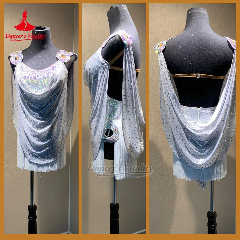 Traje Sexy sin Mangas y con Espalda Descubierta para Salsa y Samba, Personalizable, para Actuaciones y Competiciones de Baile Latino, Ropa que Resalta la Vitalidad del Bailarín
