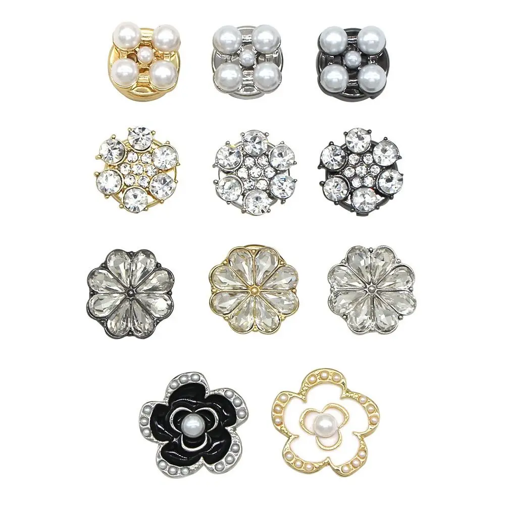 Decoration Accessories Button Box DIY Gold Color Flower Cufflinks Decor Floral Pattern Rhinestone Shirt Button Box Travel