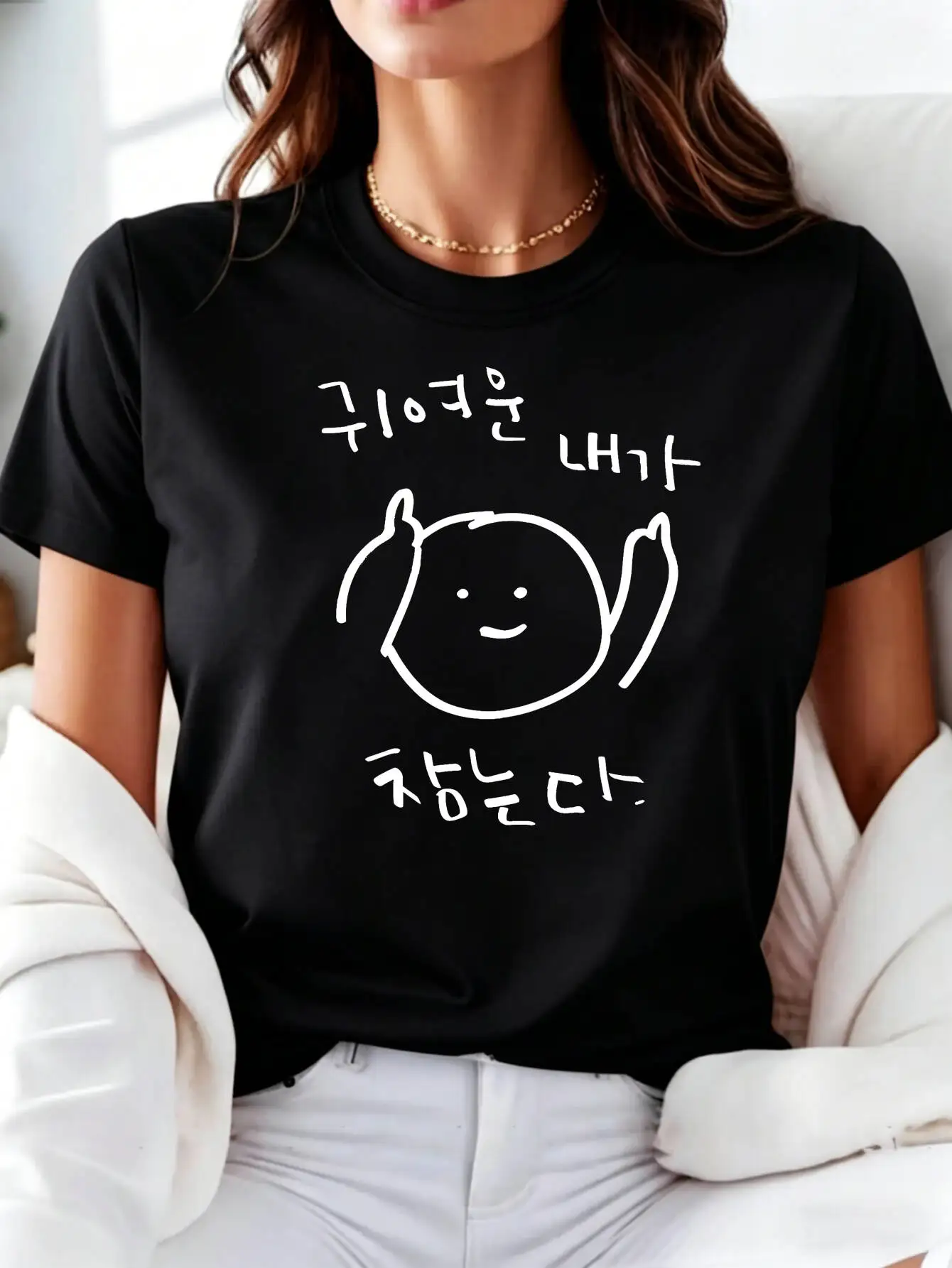 Cute Cartoon Print Women's T-Shirt Casual Outdoor Lightweight Comfortable Daily Wear Printed Round Neck Short Sleeve Season