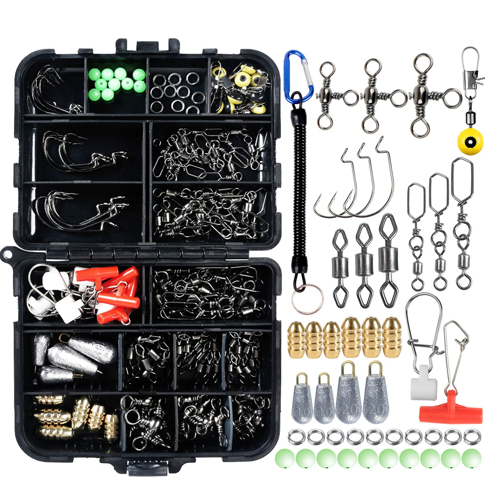 

Fishing Tools Set Fishing Swivels Crank Hooks Sea Beans Drop Sinkers Pin Fishing Accessories Kit Fishing Tools Set