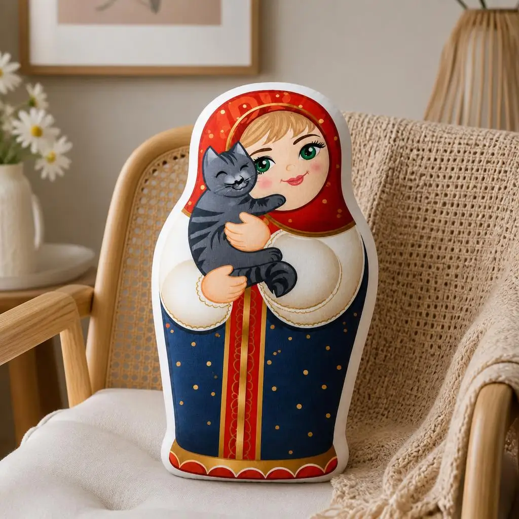 Matryoshka Doll Russian Nesting Doll Russian Babush Plush Pillow Cushion Irregular Stuffed Throw Pillow Home Decor Gift Sofa Bed