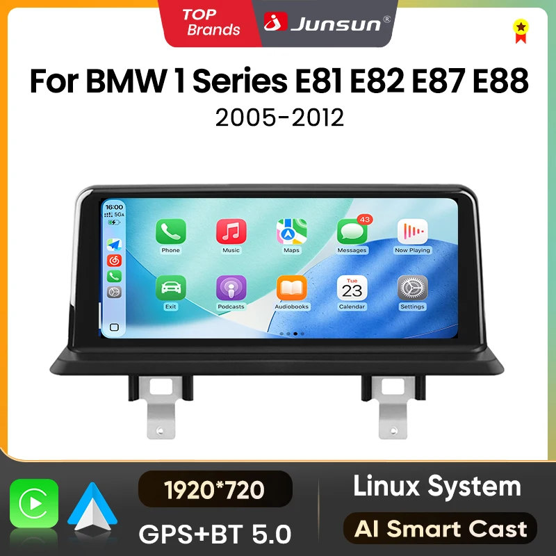 Schermo multimediale per auto con CarPlay wireless e Android Auto, autoradio per BMW Serie 1 E81 E82 E87 E88, sistema CCC CIC, schermo touchscreen.