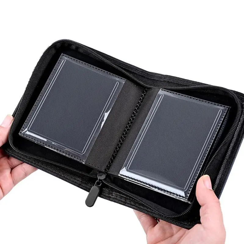 Porte-cartes imperméable en cuir PU avec fermeture éclair latérale, 40 emplacements, album pour cartes de jeu TCG 3x4, sac de rangement pour cartes de sport
