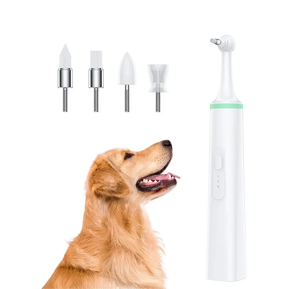 Premium Dog Pet Electric Toothbrush With 4 Brush Heads Ultrasonic Tooth Stains Calculus Remover Vibration Tooth Cleaner