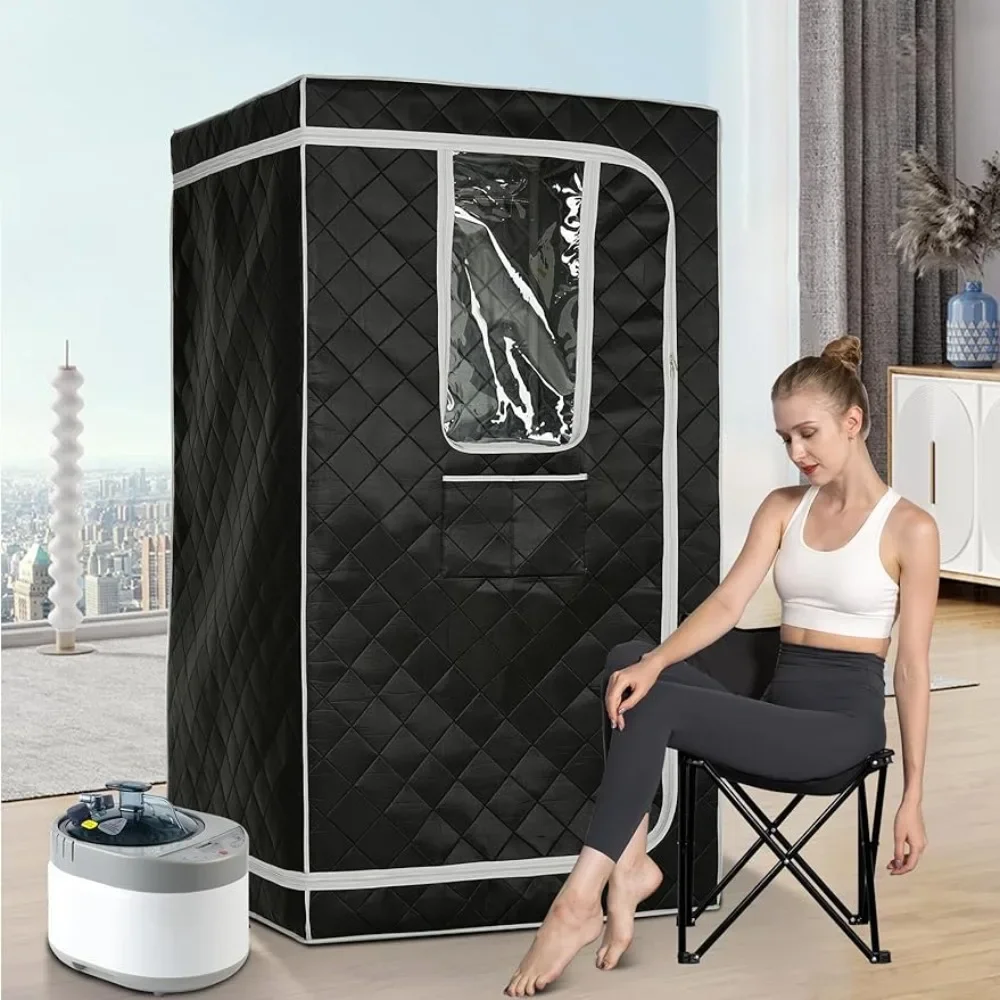 Full Size Home Steam Sauna, 4L Large Steam Pot Single Person Portable Sauna Spa with (33.9