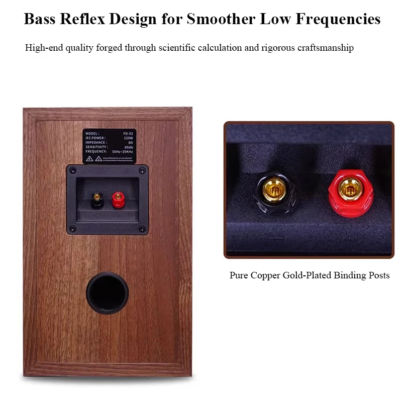 HIFI Passive Speaker 5.25 Inch 2-Way Crossover 120W Output Power 1.25 Inch Tweeter Home Wooden Passive Bookshelf Speaker