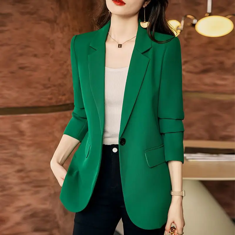 Women\'s Blazer Coat Elegant Fashion Lady Blazers Coats Suits Spring Autumn Long Sleeve Solid Slim Casual Jacket Female Suit Top