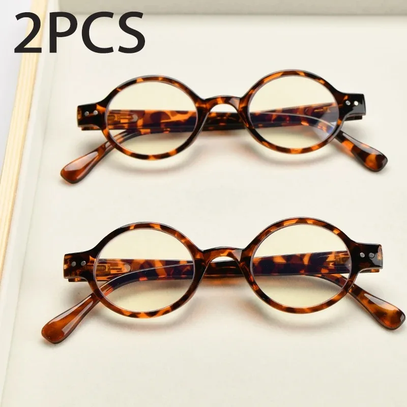 2PCS Anzug Mode Lesebrille Männer Frauen Ultraleicht Kleine Runde Brille Rahmen Mit Frühling Scharnier Presbyopie Brillen