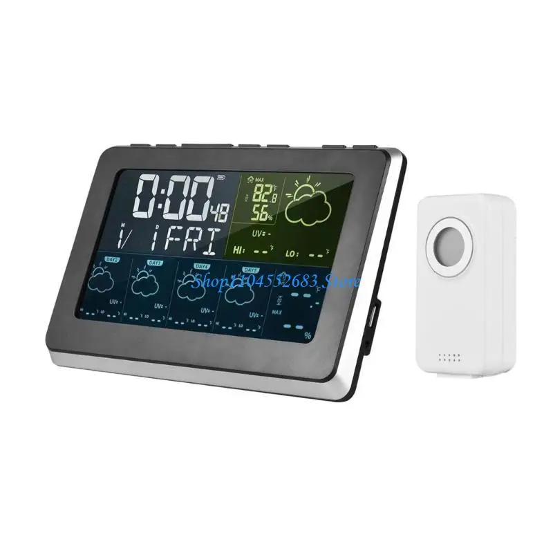 

Y6GD Indoor Outdoor Digital Weather Stations Thermometers Sensors 7.5In Display Accurate Temperature Humidity Forecast Clock