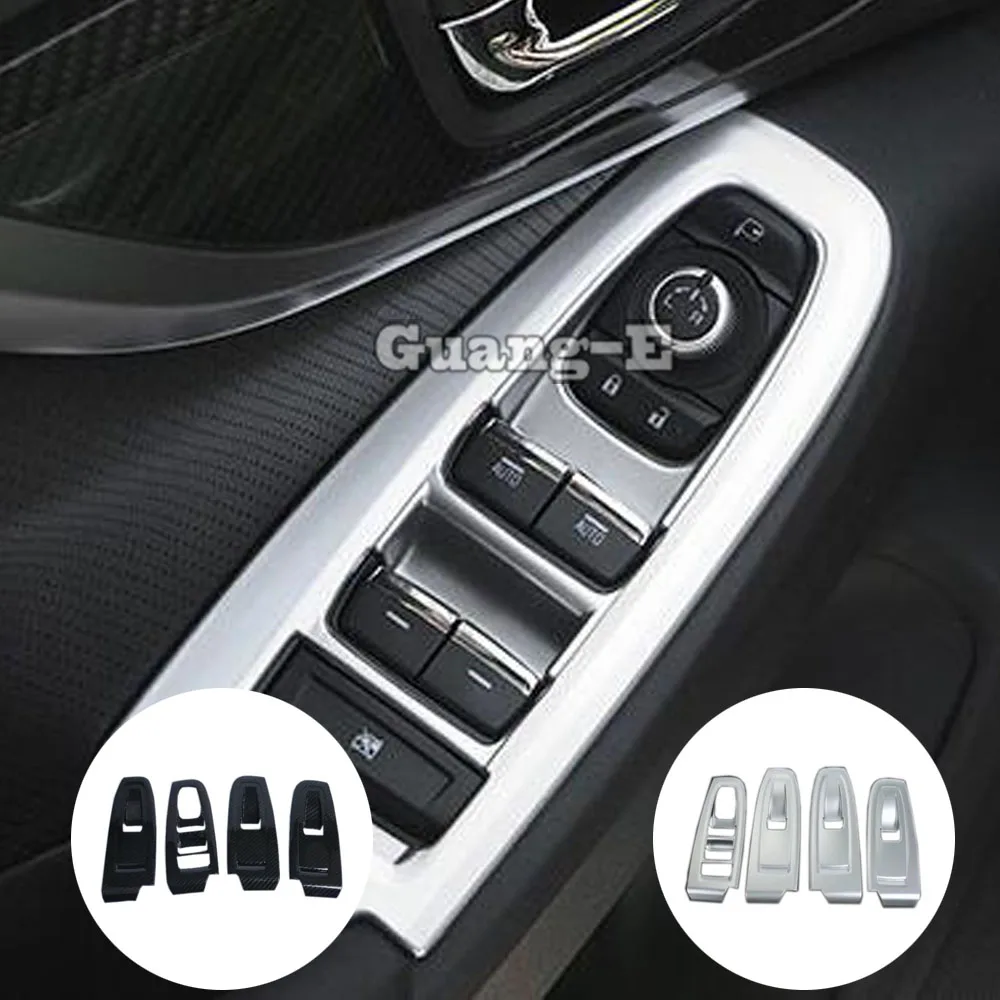 

For SUBARU XV 2018 2019 2020 2021 2022 Car ABS Silver/Carbon Fiber Door Window Glass Panel Armrest Lift Switch Button Trim Frame