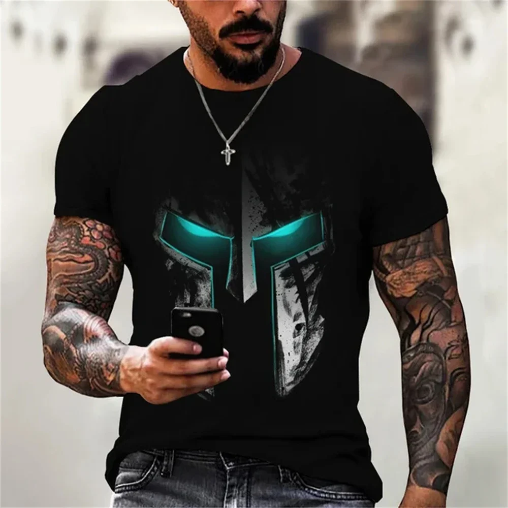 

Hot Selling Men's 3D Printed Spartan Short Sleeve O Neck T-Shirt Fashion Loose Street Personality Trend Retro Oversized Tops