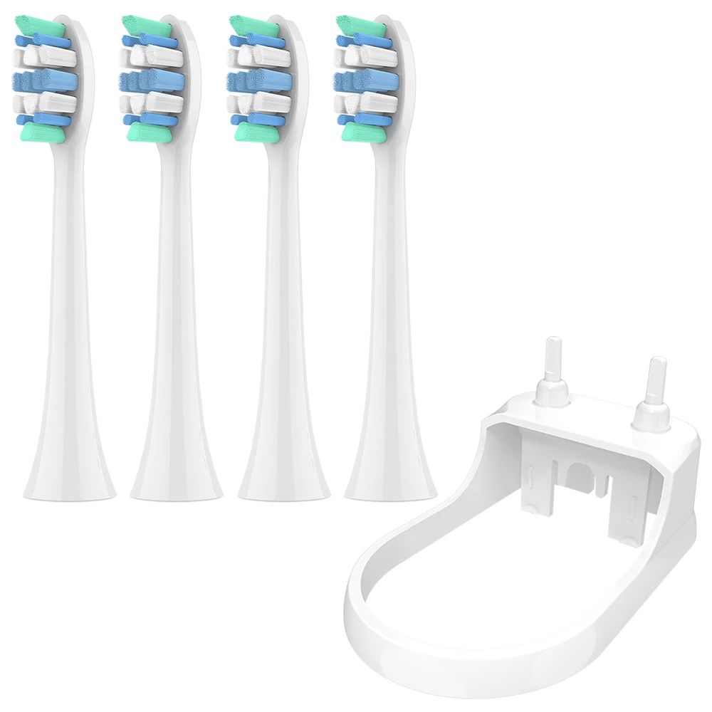 4 Pack Replacement Brush Heads with Toothbrushes Head Storage Bracket Set, Compatible with Philips Sonicare Electric Toothbrush