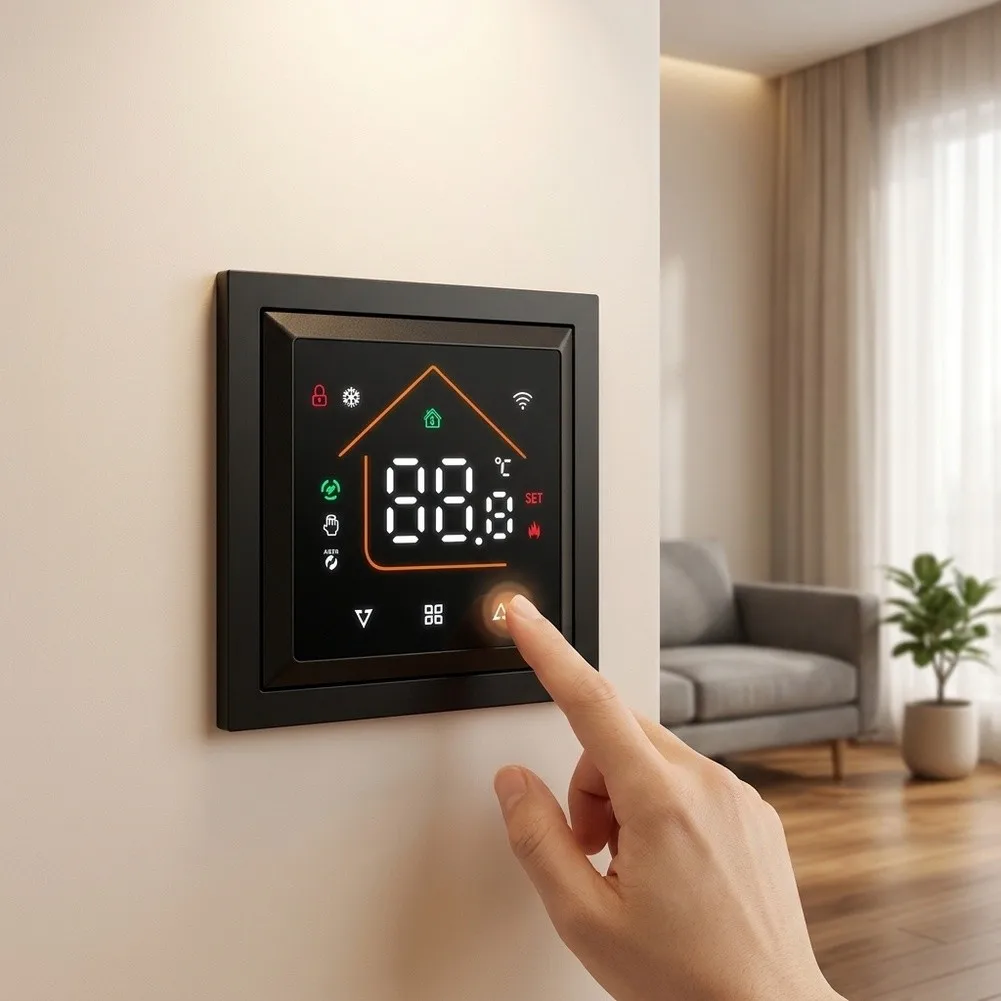 For ZigBee Digital Thermostat for Residential and Commercial Use Controls 50 Valves Set Range 5-35C Capacitive Touch
