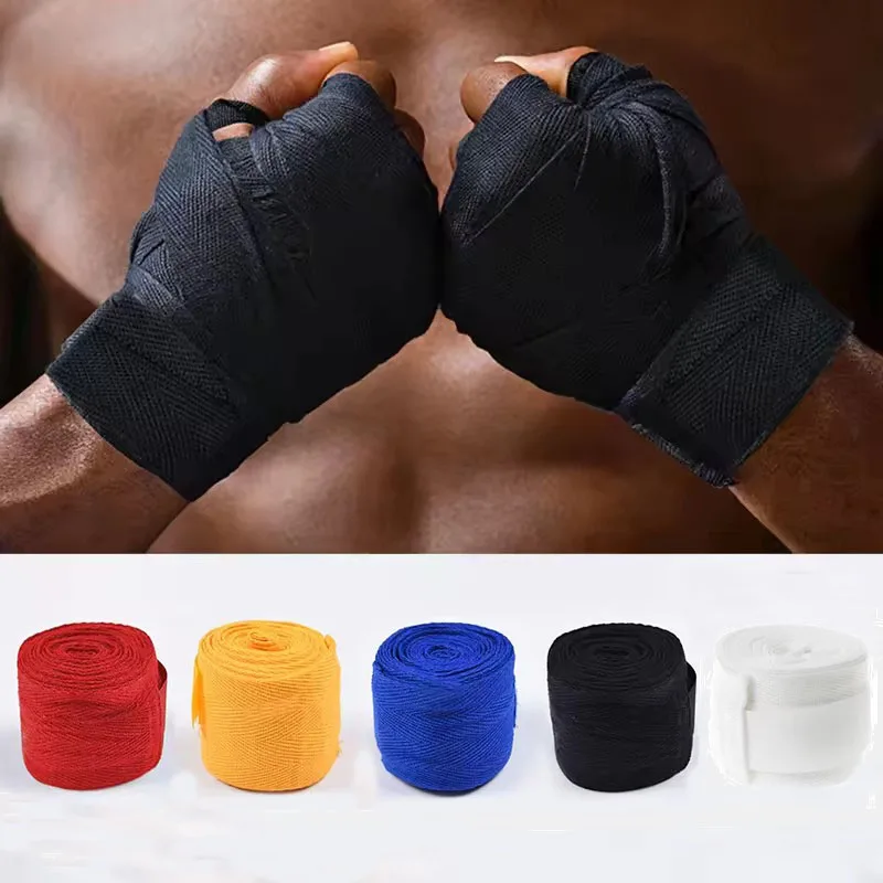 2 ضمادات ملاكمة مرنة 1.5/2.5/3/5 متر حزام رياضي قطني ساندا كيك بوكسينغ MMA قفازات يدوية ضمادات رياضية للملاكمة