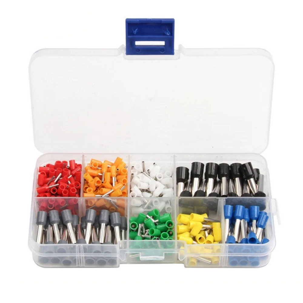 400Pcs Boxed European Insulated Crimp Terminals, Pin Type Ferrules Connectors, Copper Wire Ferrules for Electrical Wiring