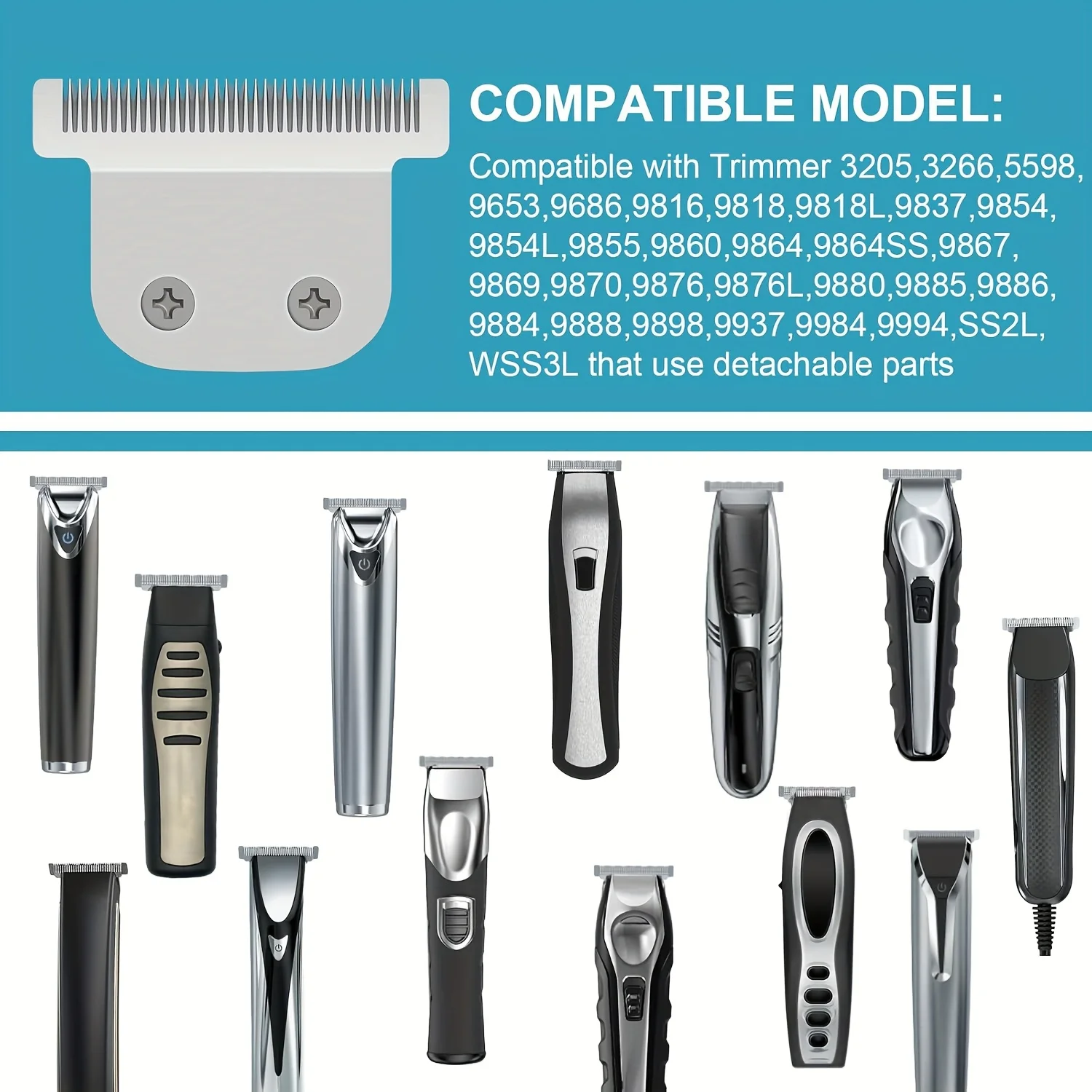 8-teiliges Set Barttrimmer-Führungskämme für Wahl 40mm Abnehmbare T-Blade Serie Haarschneidemaschinen Begrenzungskämme 9818/9864/9888/9898/9816 – Detail 6