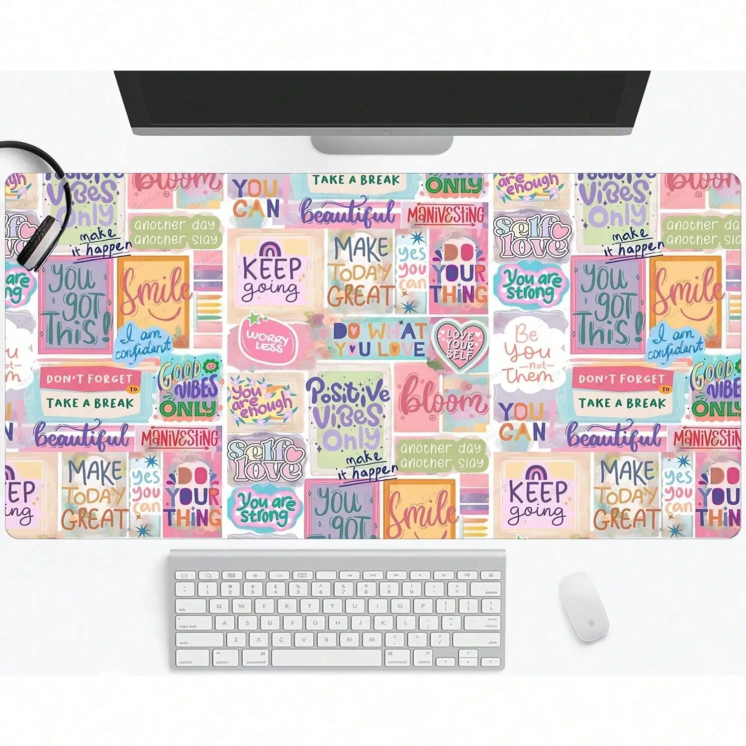 Large Inspirational Aesthetic Gaming Mouse Pad, Non-Slip Rubber Base, Colorful Motivational Quotes, Suitable For Office And Home Desk Accessory, Desk Mouse Pad, Desk Mat, Large Mouse Pad, XXL Mouse Pad, Mouse Pad, Computer Desk Mat