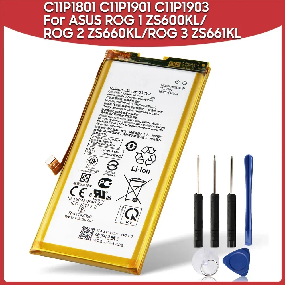 

2024 Replacement Phone Battery C11P1801 For ASUS ROG 1 ZS600KL ZB555KL C11P1903 For ROG 3 ZS661KL C11P1901 For ROG 2 ZS660KL