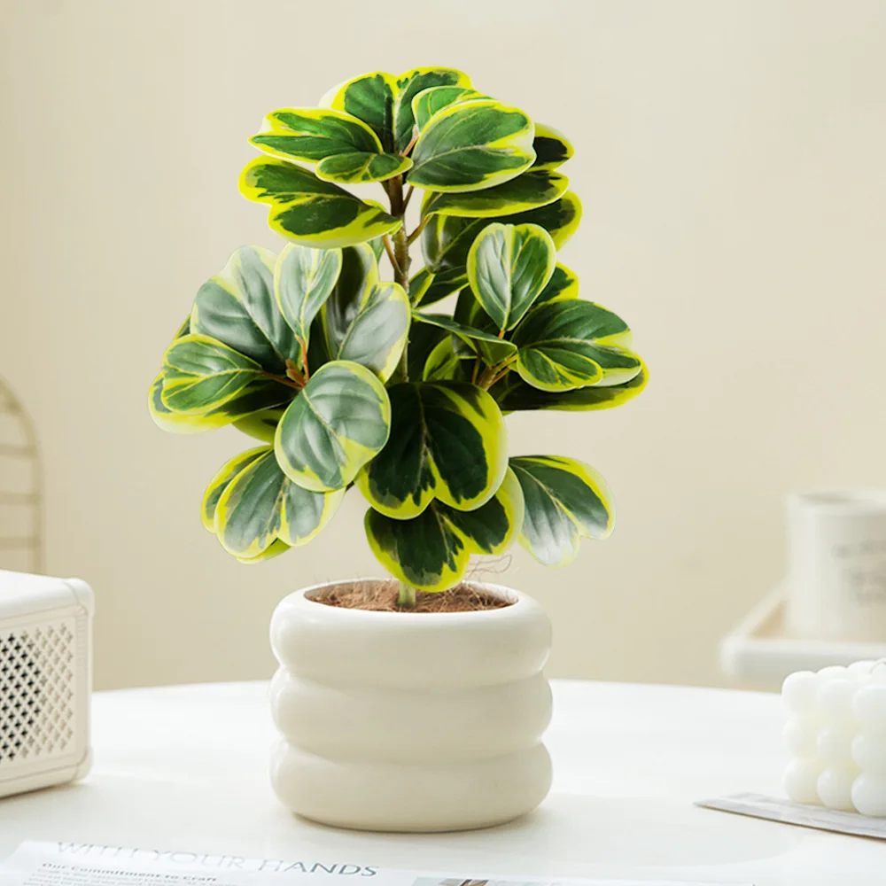 20–37 cm künstlicher Herzblatt-Ficus-Baum, gefälschte Banyan-Baumblätter, Kunststoff-Gummi-Zweig für Zuhause, Büro, Balkon, Garten, Dekoration – Detail 7